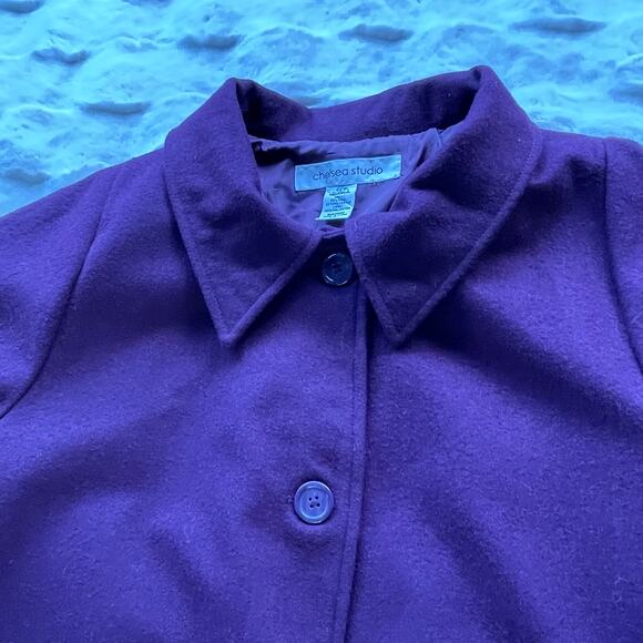 š„Chelsea Studio Wool Blend Burgundy Old Money Timeless Minimalist Overcoat 3X - Picture 7 of 14